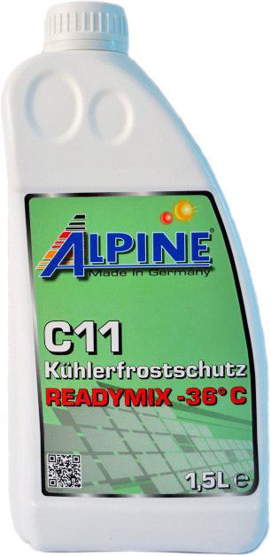 Охолоджувальна рідина ALPINE G11, готова, зелений, -36°С, 1,5 л (4003774019571)